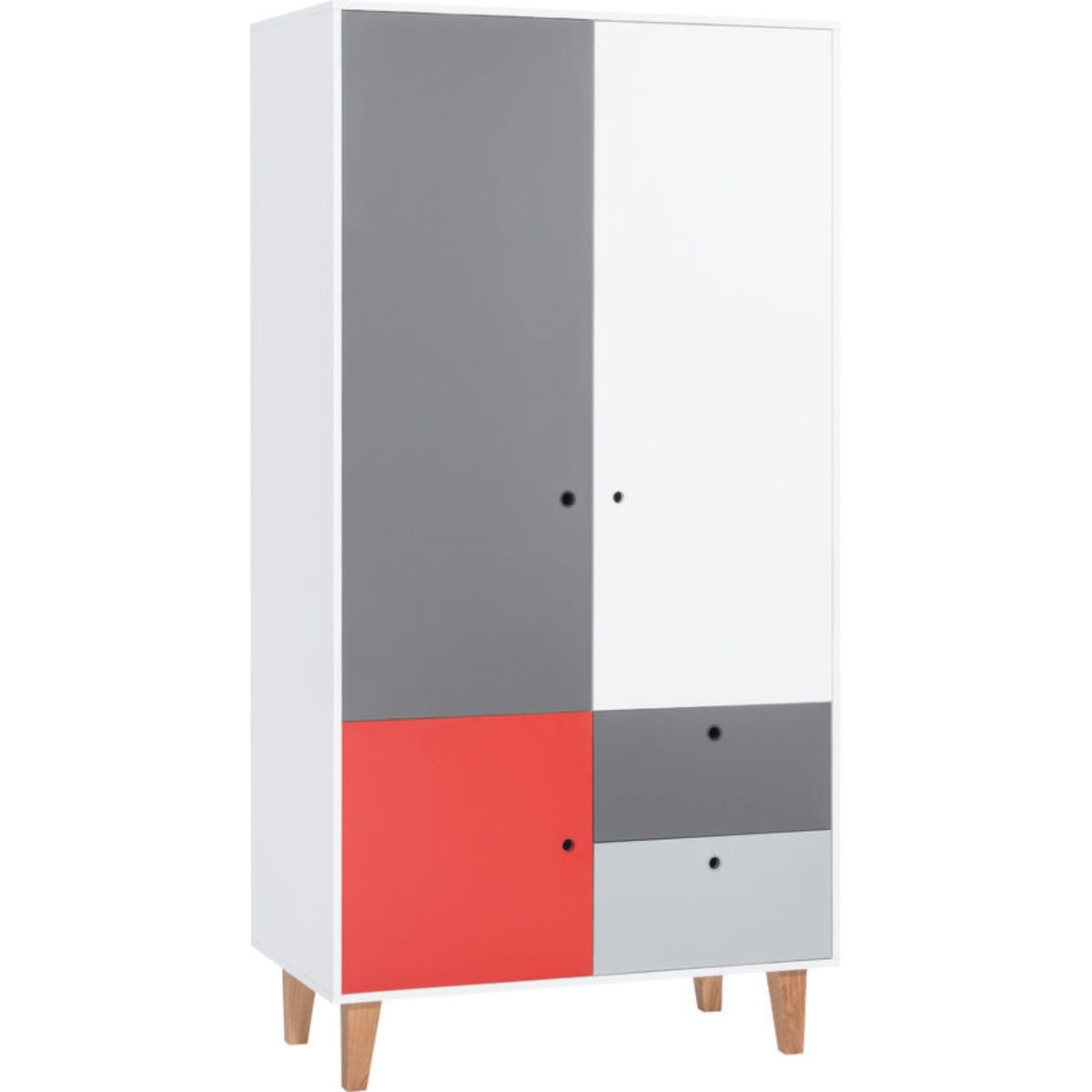 VOX Concept Baby Kleiderschrank 2-türig red white/grey/graphite