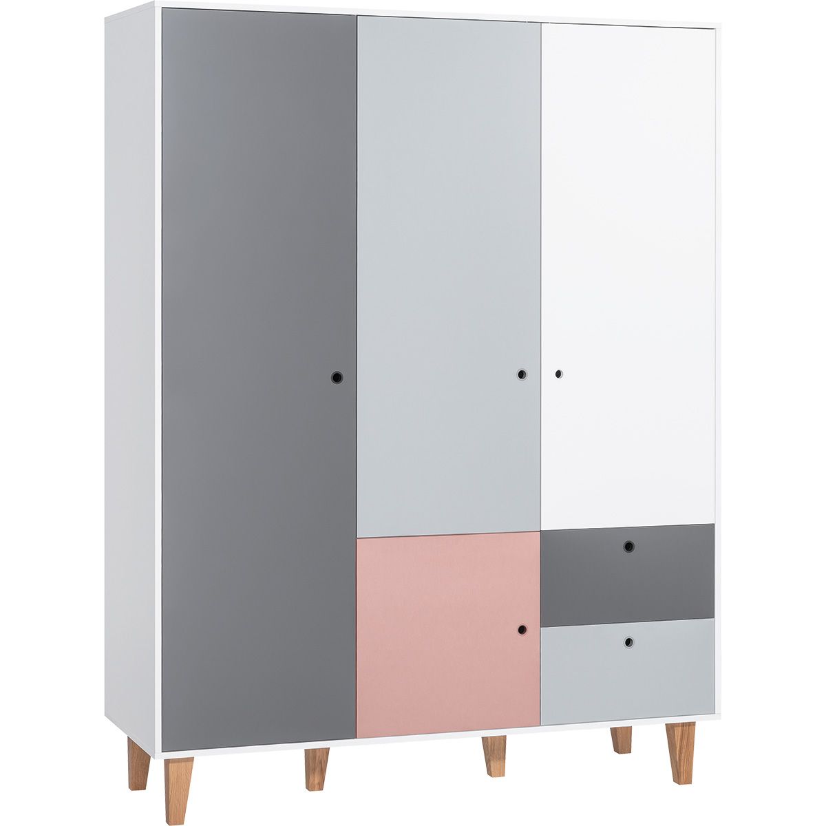 VOX Concept Baby Kleiderschrank 3-türig pink white/grey/graphite