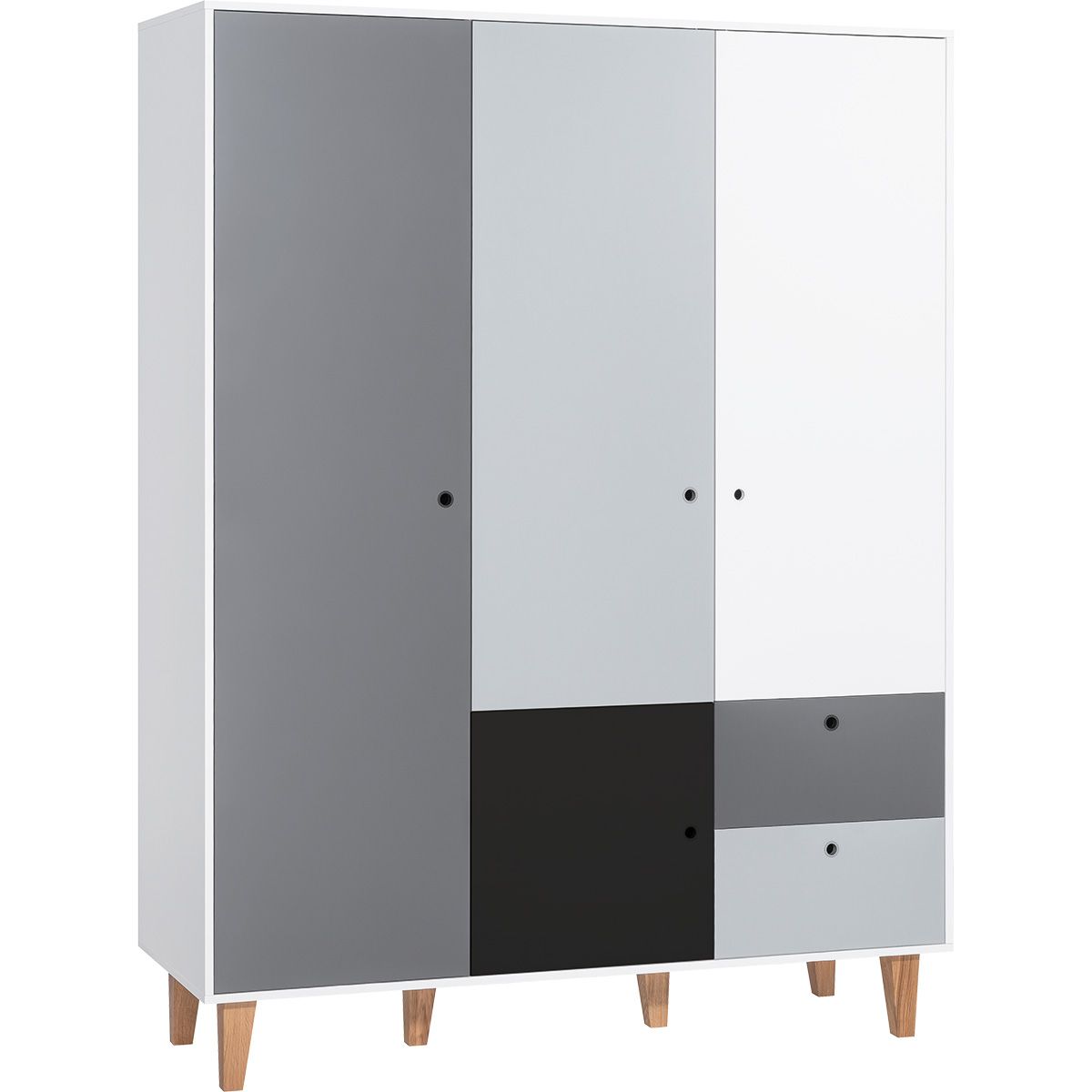 VOX Concept Baby Kleiderschrank 3-türig black white/grey/graphite