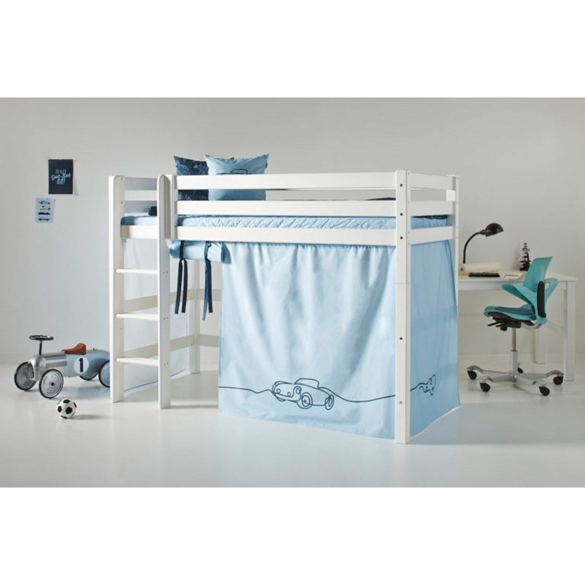 Hoppekids Vorhang-Set für mittelhohes Bett 90x200 Dessin Cars