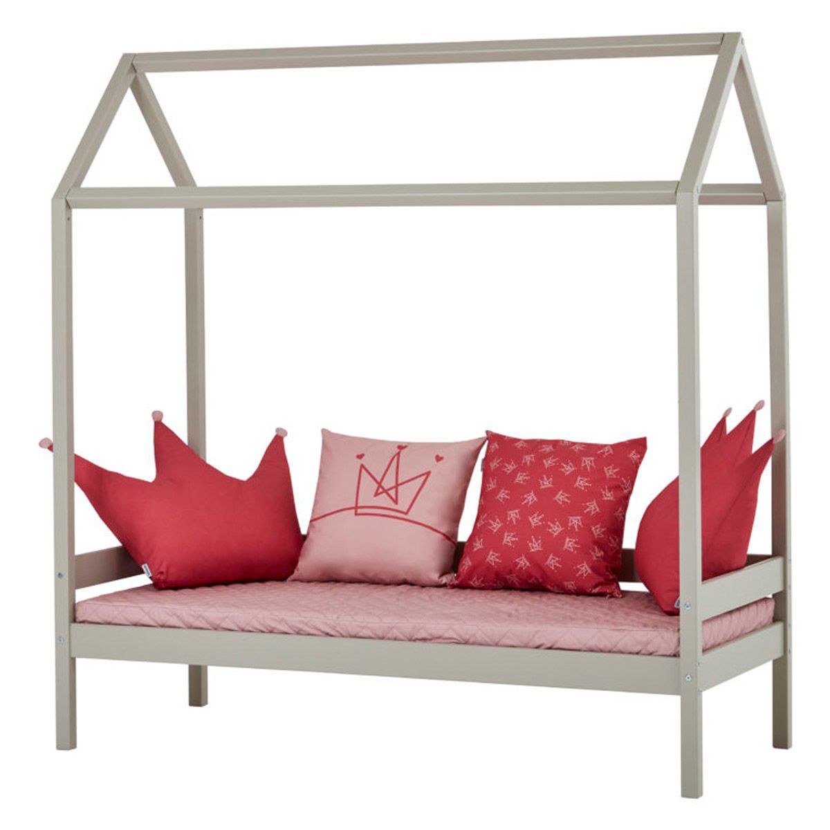 Hoppekids ECO Comfort Hausbett Dove Grey Kinderbett in 70 x 160 cm - mit Hausdach