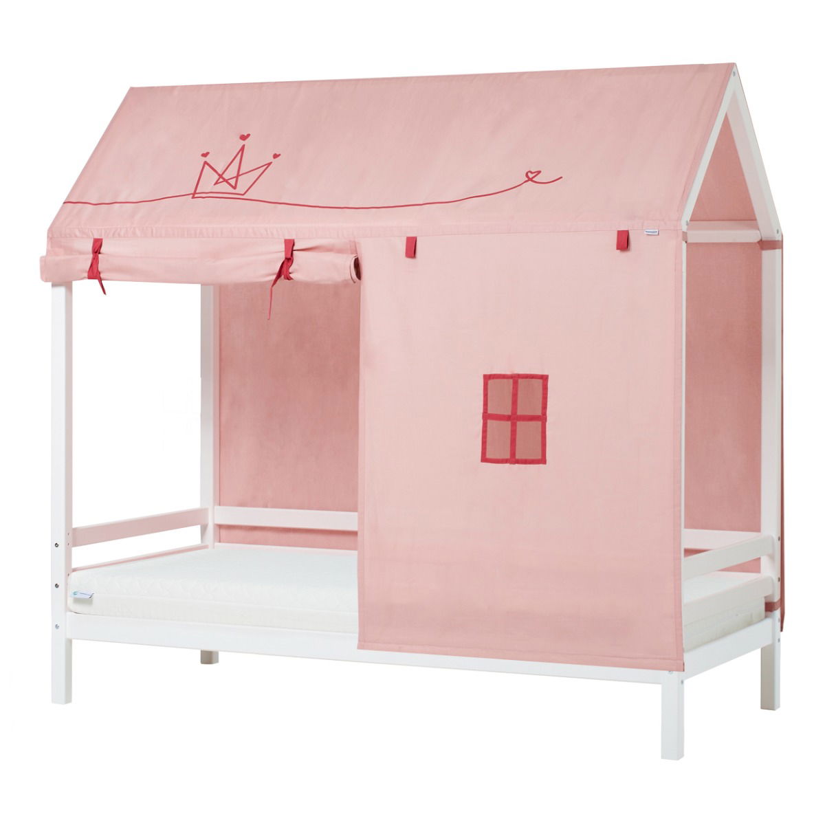 BUNDLE ECO Dream Hausbett 90x200 cm mit PRINCESS Vorhang und ECO Dream-Matratze