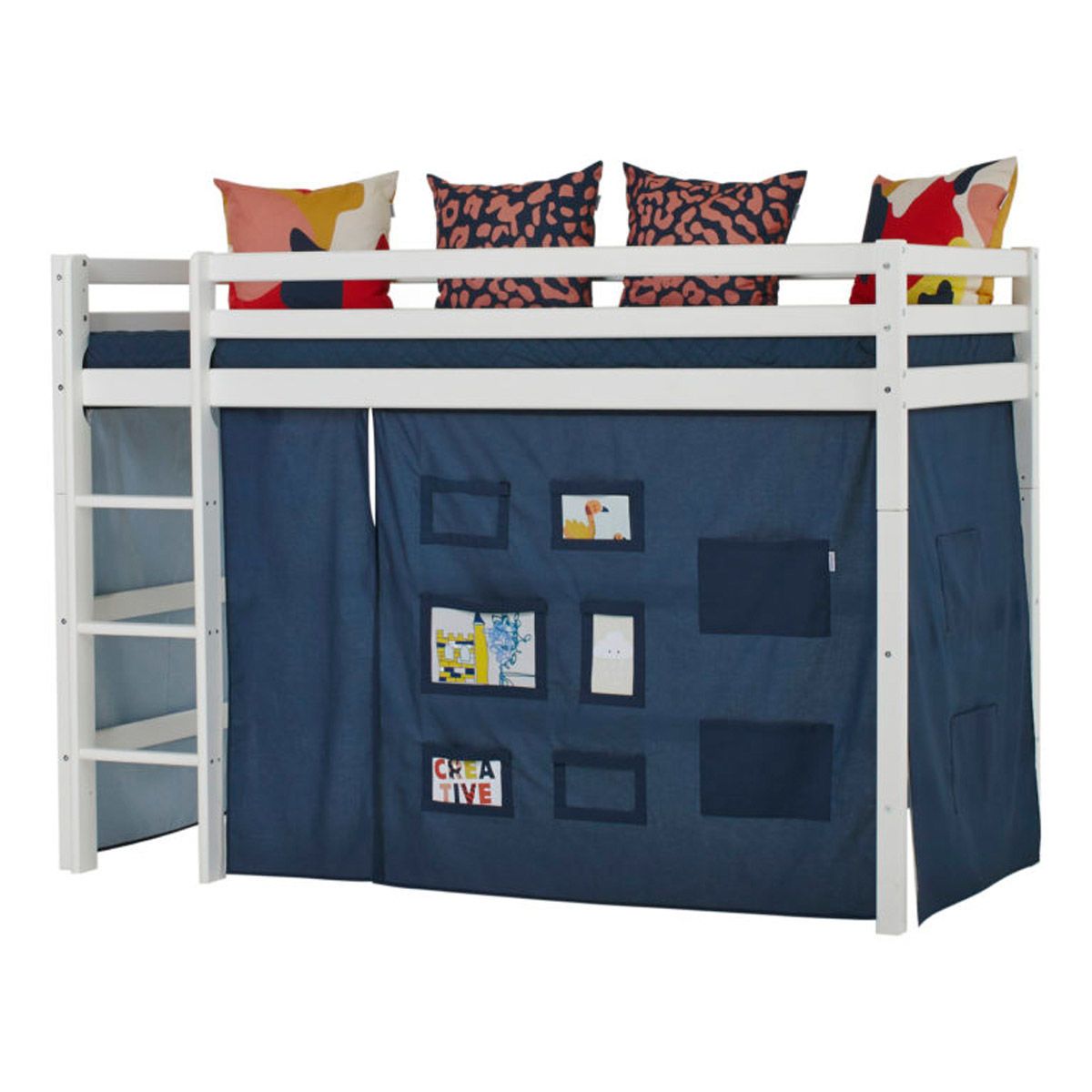 Hoppekids Vorhang-Set für mittelhohes Bett 90x200 Dessin Creator orion blue