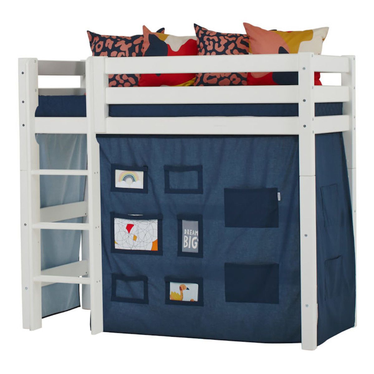 Hoppekids Vorhang-Set für mittelhohes Bett 70x160 Dessin Creator orion blue