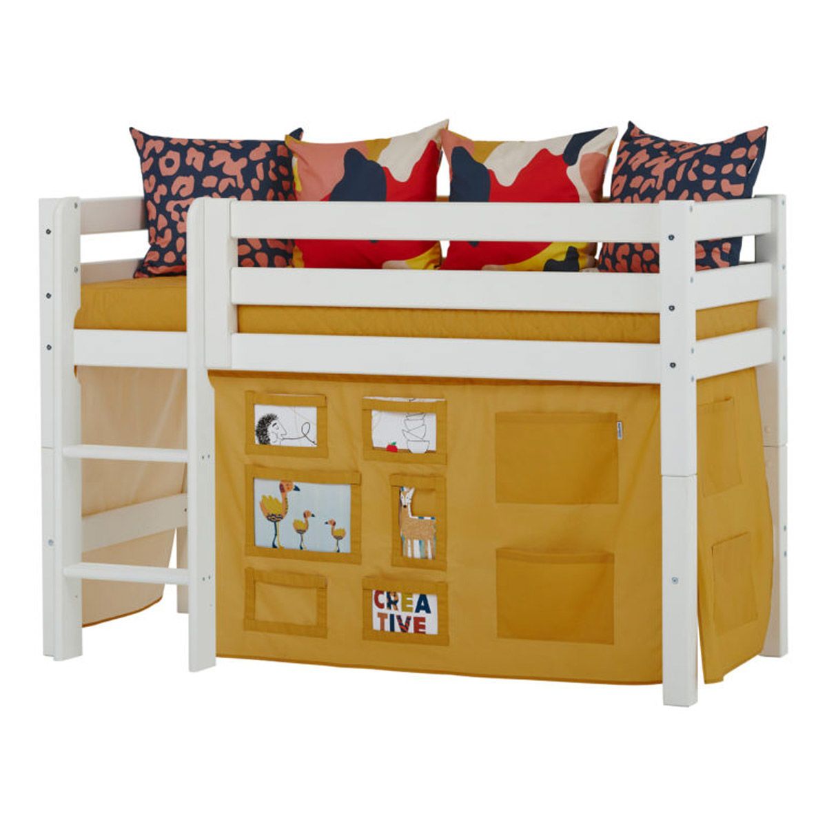 Hoppekids Vorhang-Set für halbhohes Bett 70x160 Dessin Creator autumn yellow - auch für Etagenbett