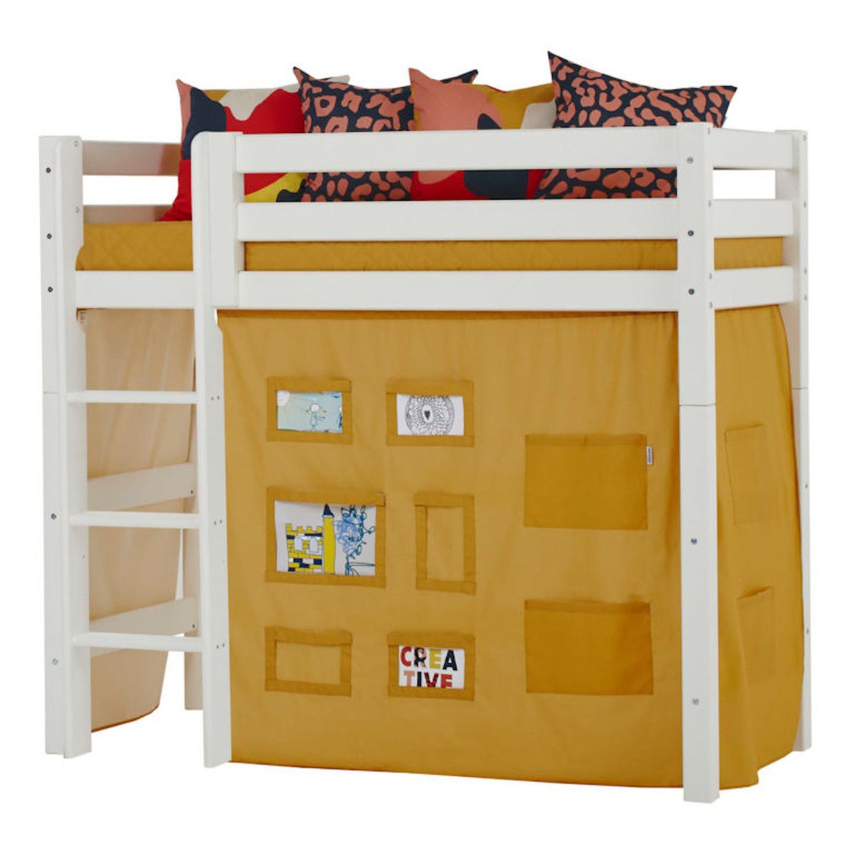 Hoppekids Vorhang-Set für mittelhohes Bett 70x160 Dessin Creator autumn yellow