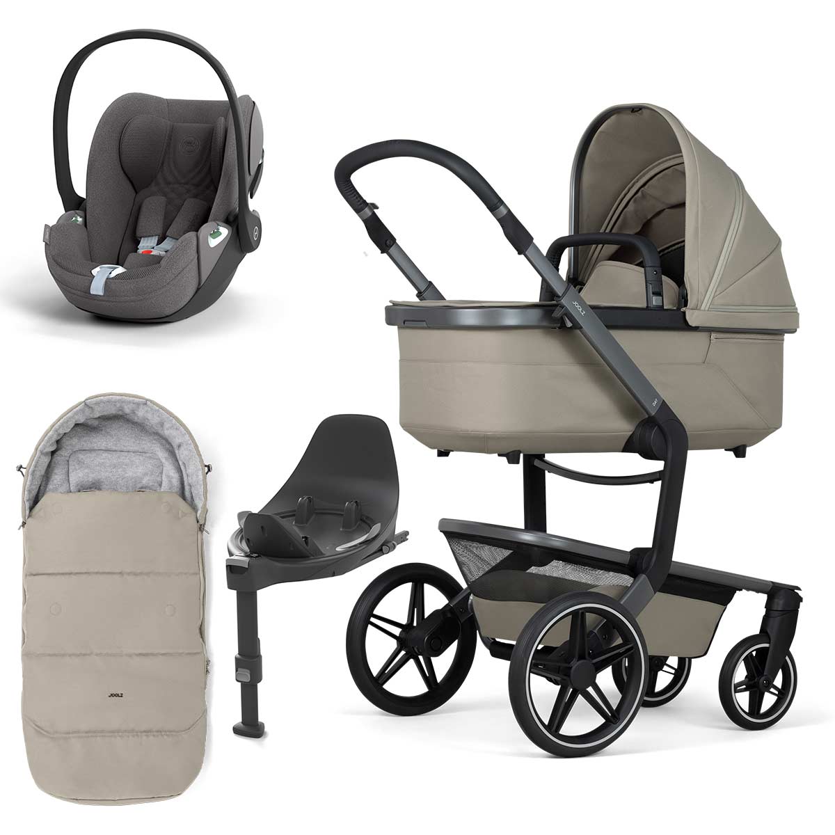 Joolz Day5 Kinderwagen Bundle Sage green + Cloud T i-Size, Base T & Fußsack