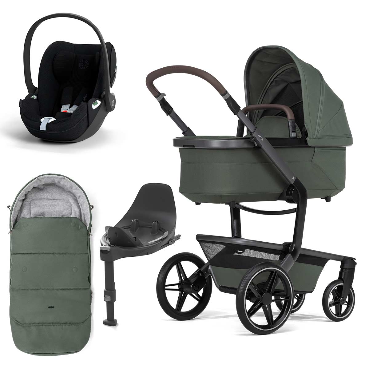 Joolz Day5 Kinderwagen Bundle Forest green + Cloud T i-Size, Base T & Fußsack