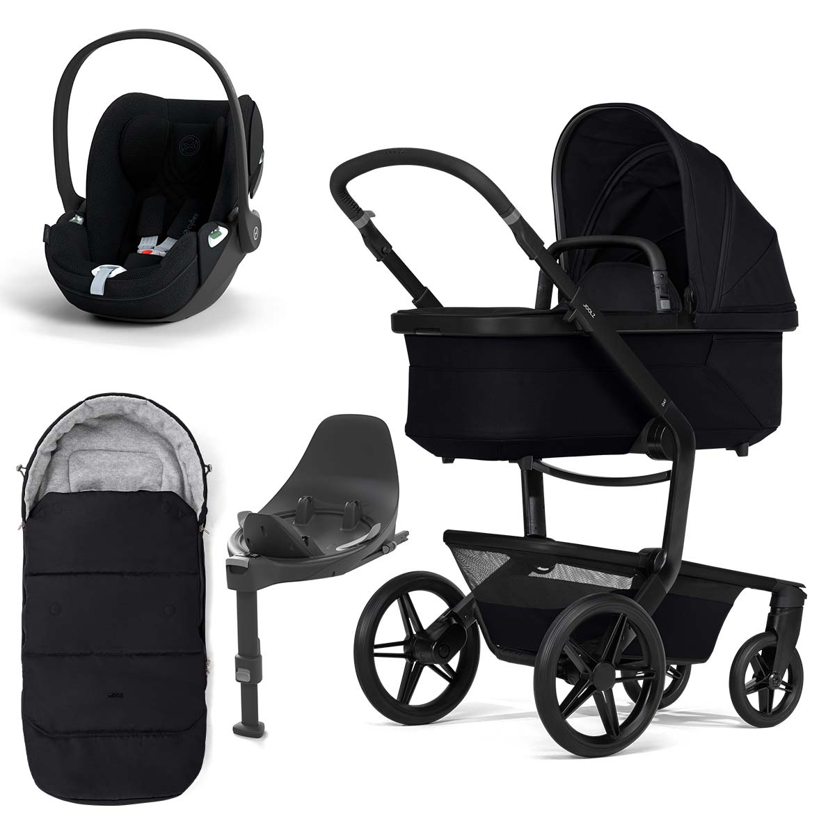 Joolz Day5 Kinderwagen Bundle Space black + Cloud T i-Size, Base T & Fußsack