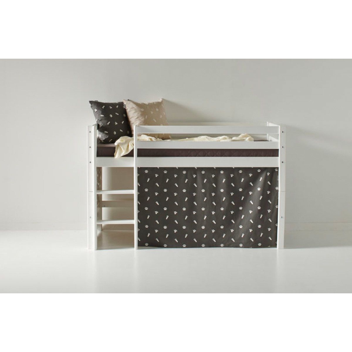 Hoppekids Vorhang-Set für halbhohes Bett 70x160 Dessin PETS graphite grey - auch für Etagenbett