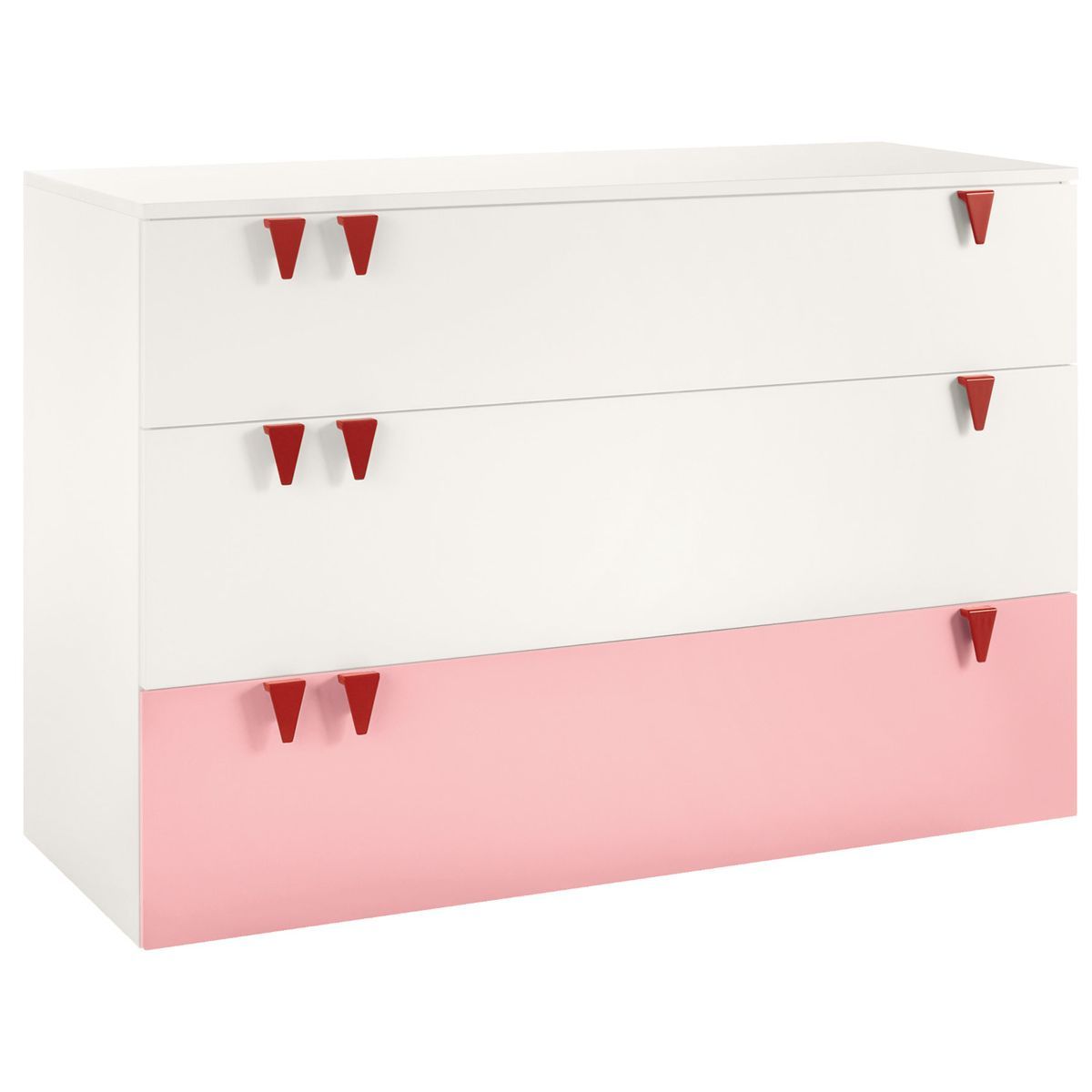 hülsta now! minimo Kommode breit 3 Schubladen weiß hellrosa zum Toppreis