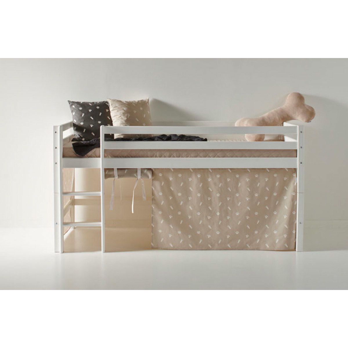 Hoppekids Vorhang-Set für halbhohes Bett 90x200 Dessin PETS silver cloud - auch für Etagenbett
