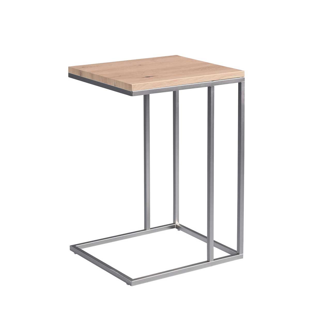 M2 Kollektion Beistelltisch Bruno, Edelstahloptik MDF Dekor Artisaneiche | Metall Edelstahloptik