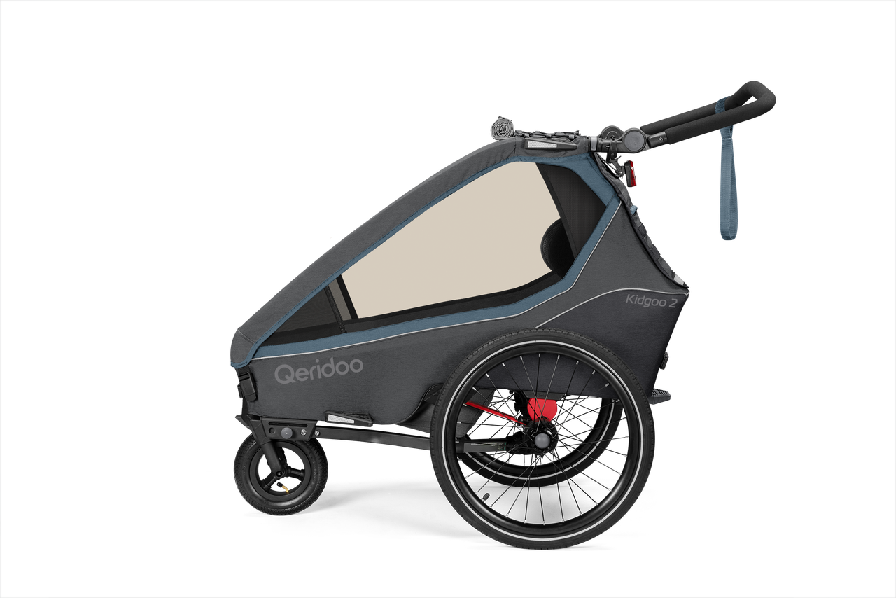 Qeridoo Kidgoo 2 Fahrradanhänger Navy Blue mit Joggerfunktion 2023