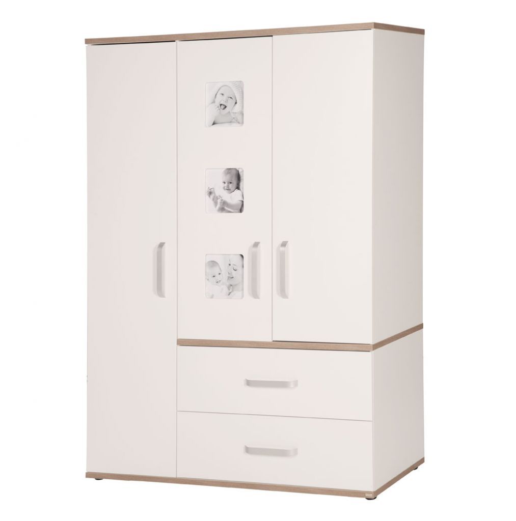 Roba Pia Kleiderschrank weiß/Sanremo Eiche 3 Türen, 2 Schubkästen