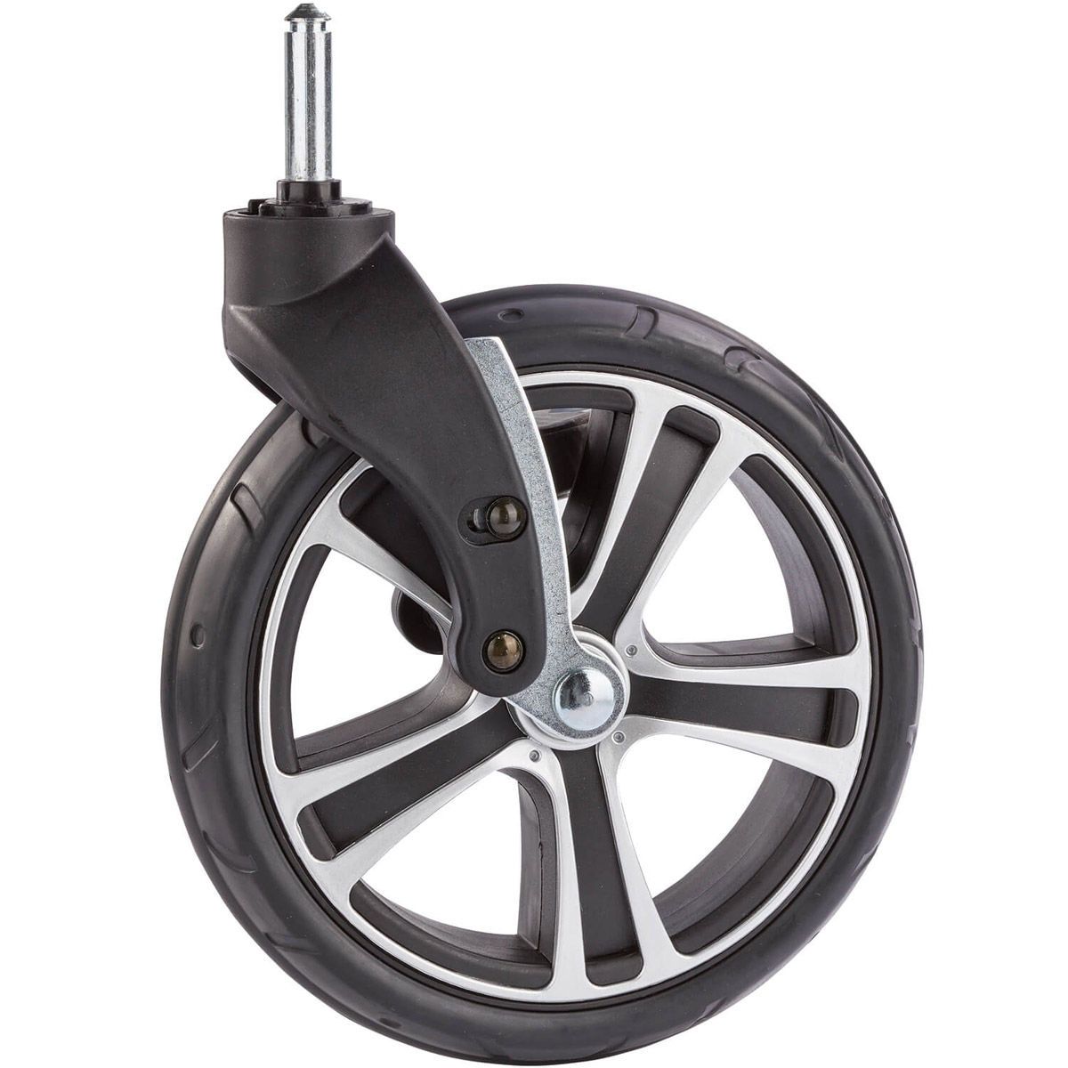 Gesslein Schwenkräder 2 Stück für F10 Kinderwagen ( Steckverbindung: Version 3 mit Sicherungsstift als Positionshilfe (Achsstift ∅ 10 mm), silber eloxiert)