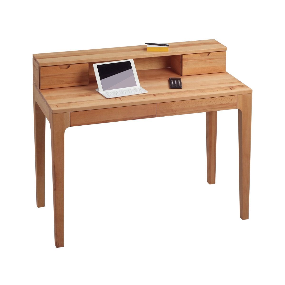 HomeTrends4You Schreibtisch Oskar Kernbuche massiv mit 4 Schubladen