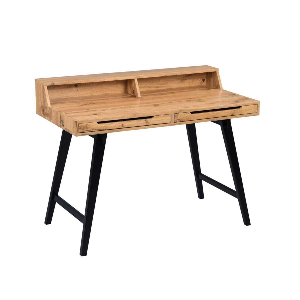 HomeTrends4You Schreibtisch Stockholm MDF Dekor Wildeiche mit 2 Schubladen