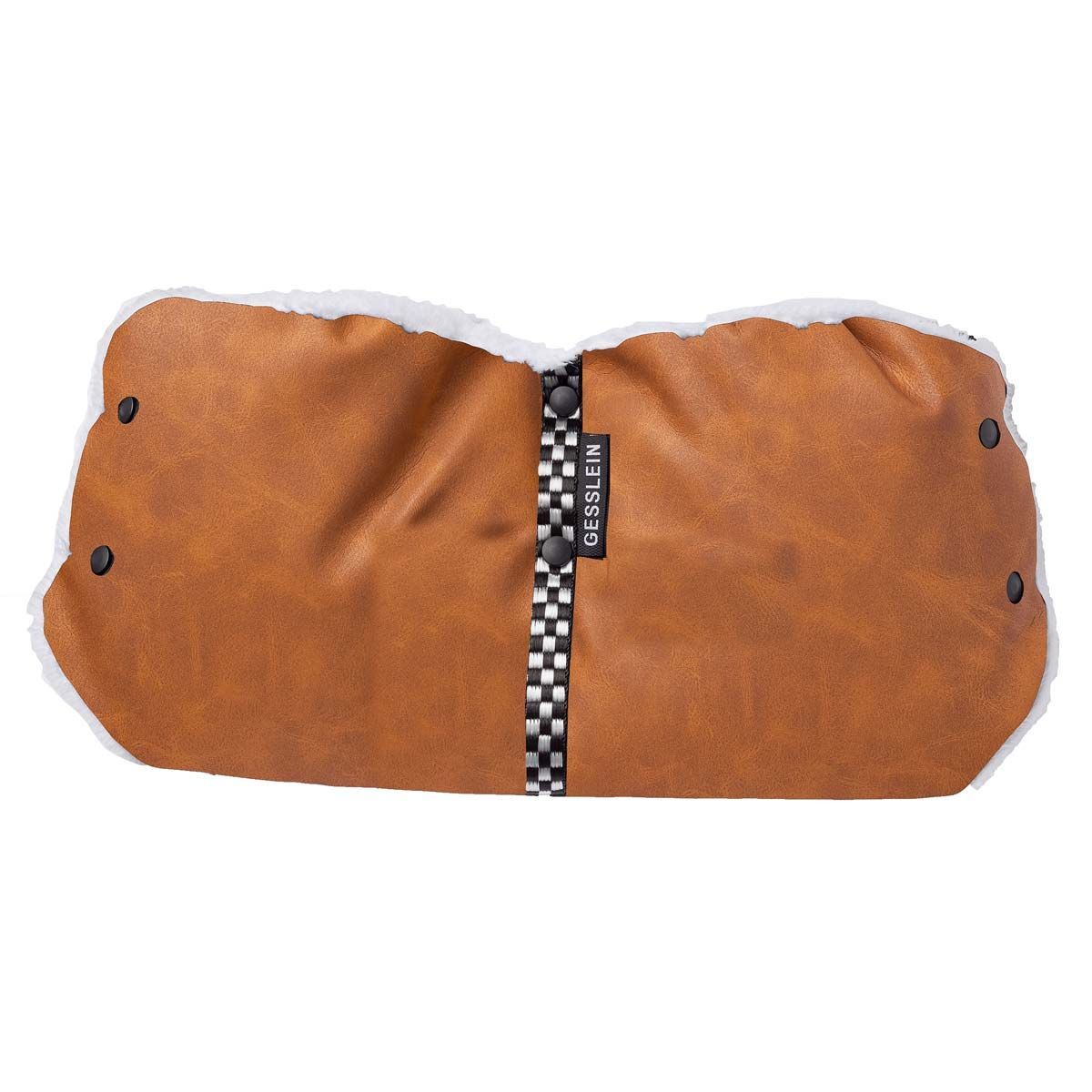 Gesslein Muff-Handwärmer Leder cognac für Kinderwagen universal einsetzbar
