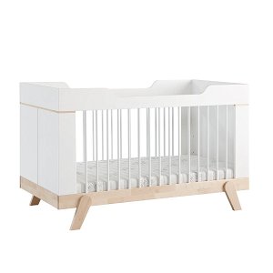 LIFETIME Baby-Juniorbett weiß/natur 70x140 cm 3fach höhenverstellbar - umbaubar zum Juniorbett