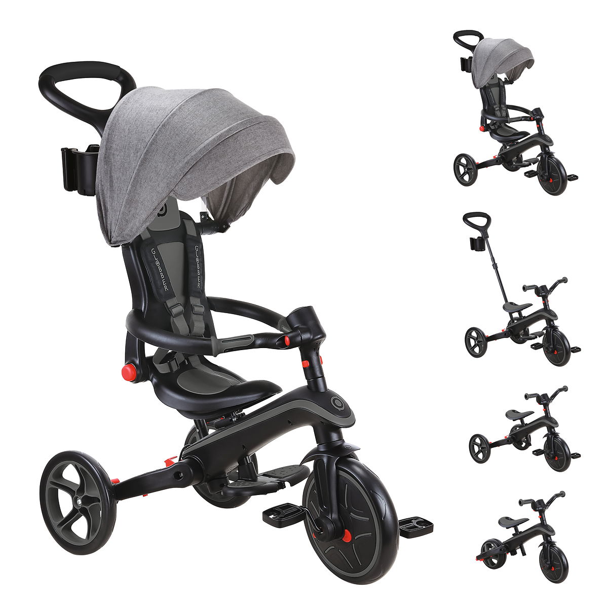 GLOBBER EXPLORER TRIKE FOLDABLE 4in1 schwarz-grau