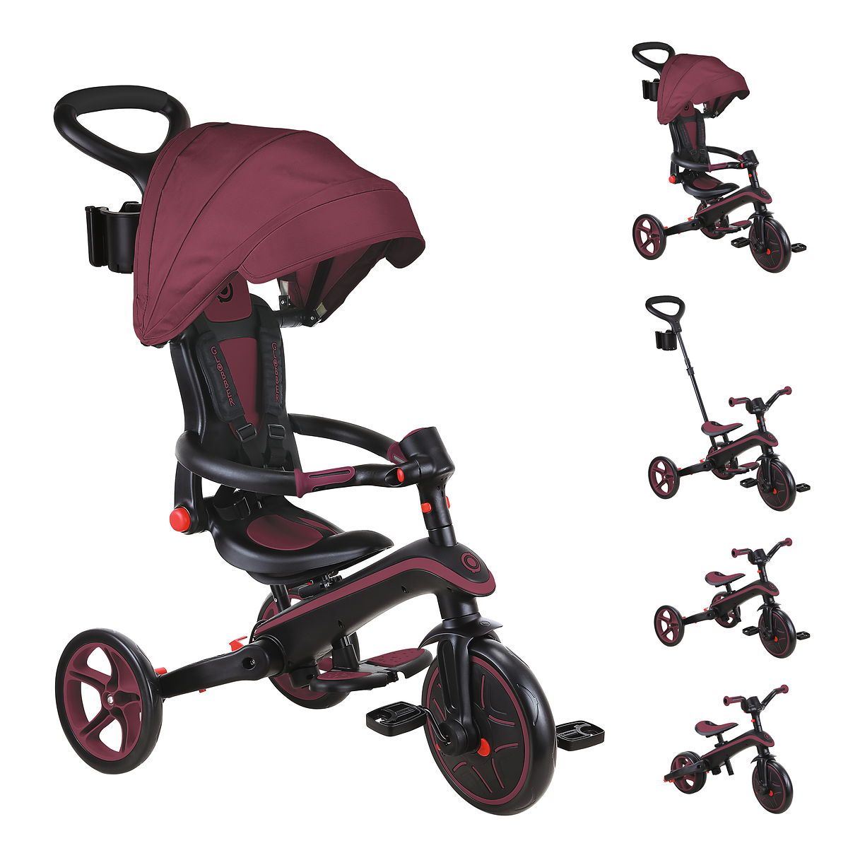GLOBBER EXPLORER TRIKE FOLDABLE 4in1 dunkelrot
