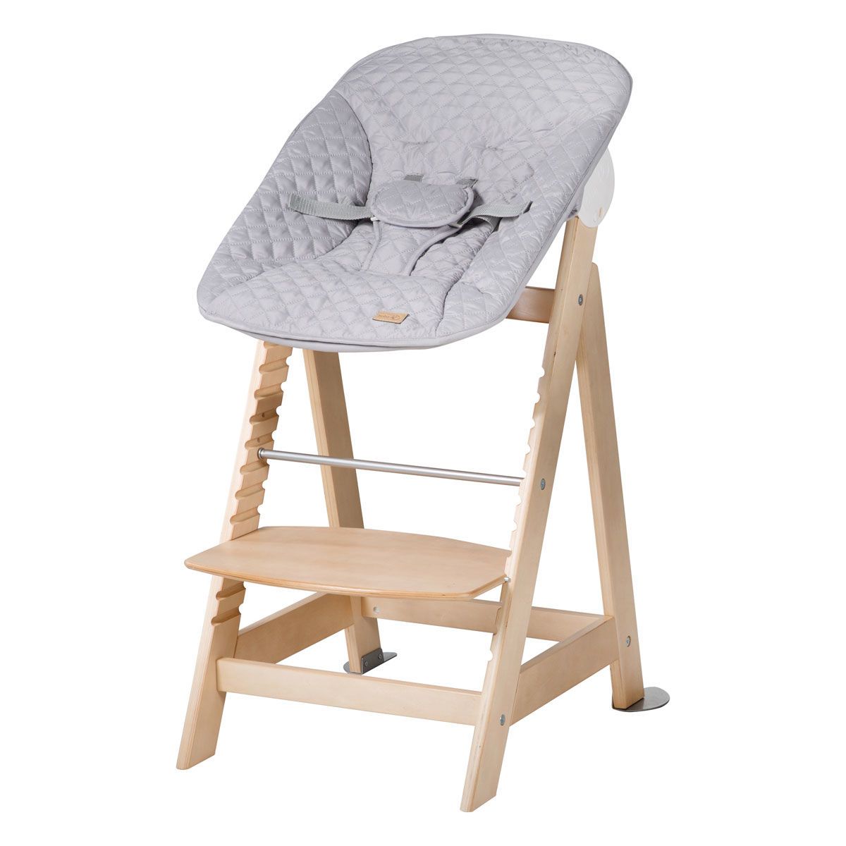 Roba Treppenhochstuhl Born Up 2 in 1 natur roba Style grau Hochstuhl mit Liegefunktion