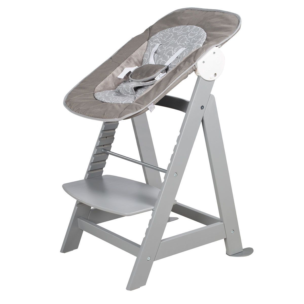 Roba Treppenhochstuhl Born Up 2 in 1 | taupe inkl. Neugeborenenaufsatz Miffy