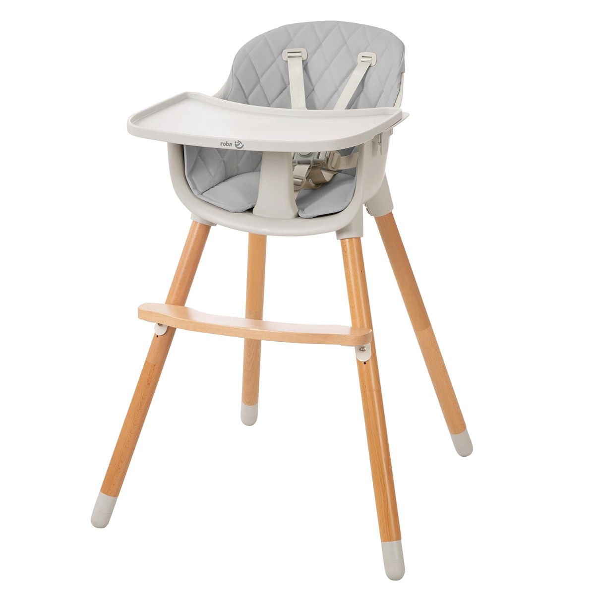 Roba Hochstuhl Style Up wood 2in1 inkl. Sitzpolsterung in grau