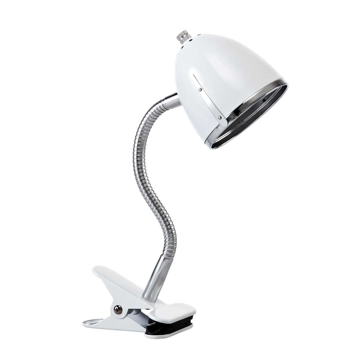 LIFETIME Klemmleuchte weiß/Chrome flexibler Hals - max. 40 W