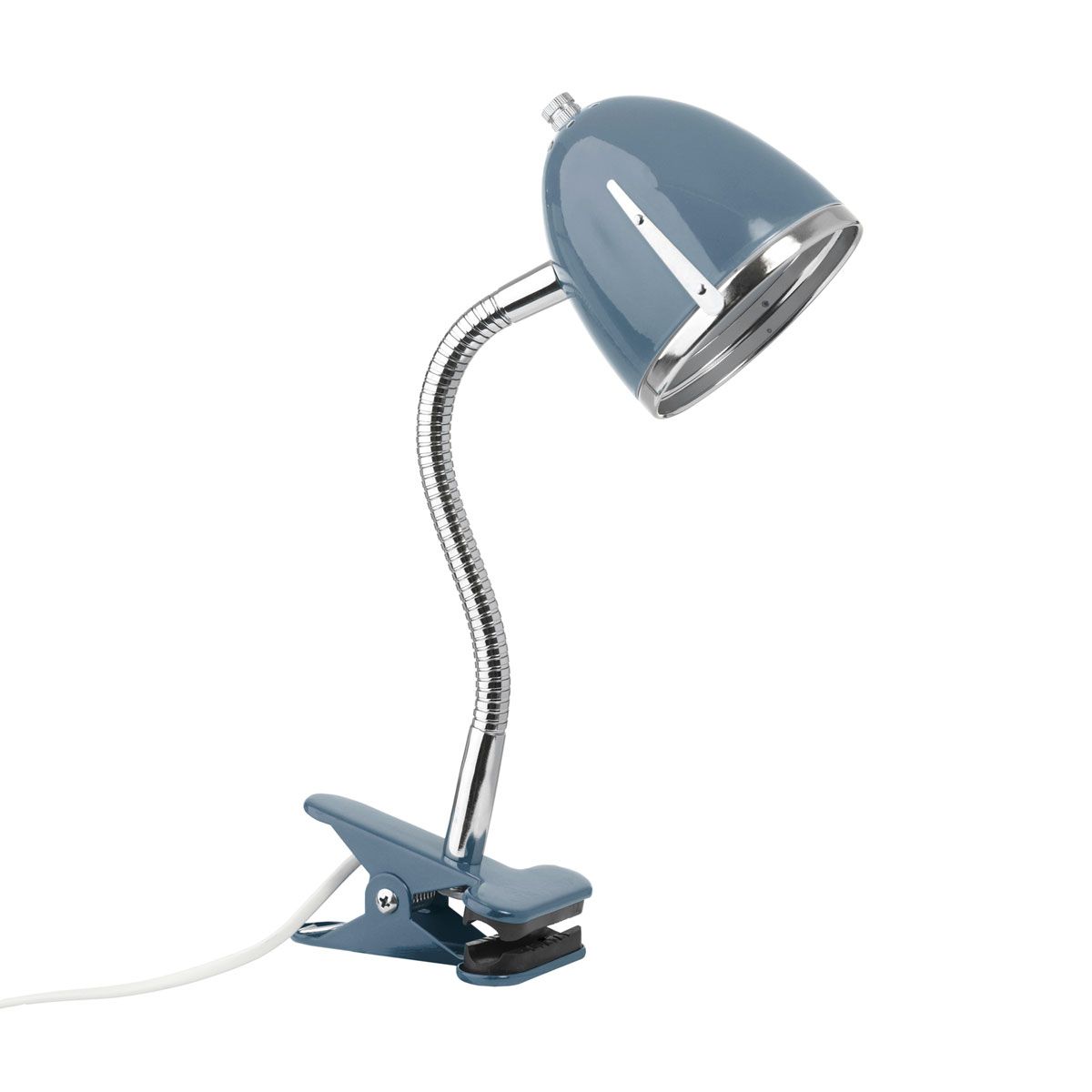 LIFETIME Klemmleuchte Blue Shade/Chrome flexibler Hals - max. 40 W