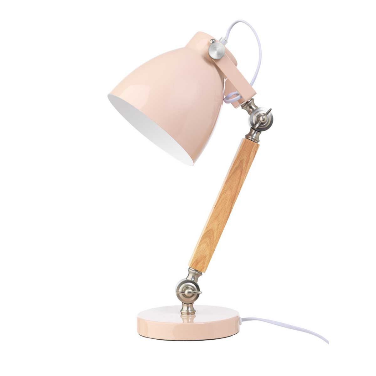 LIFETIME Tischleuchte Holz/Metall pink verstellbar - max. 40 W