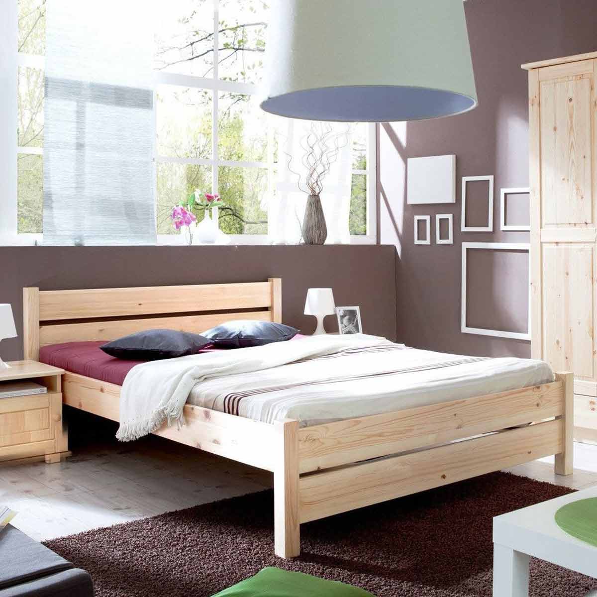 Ticaa Bora Einzelbett Kiefer Natur 140 x 200 cm Massivholz