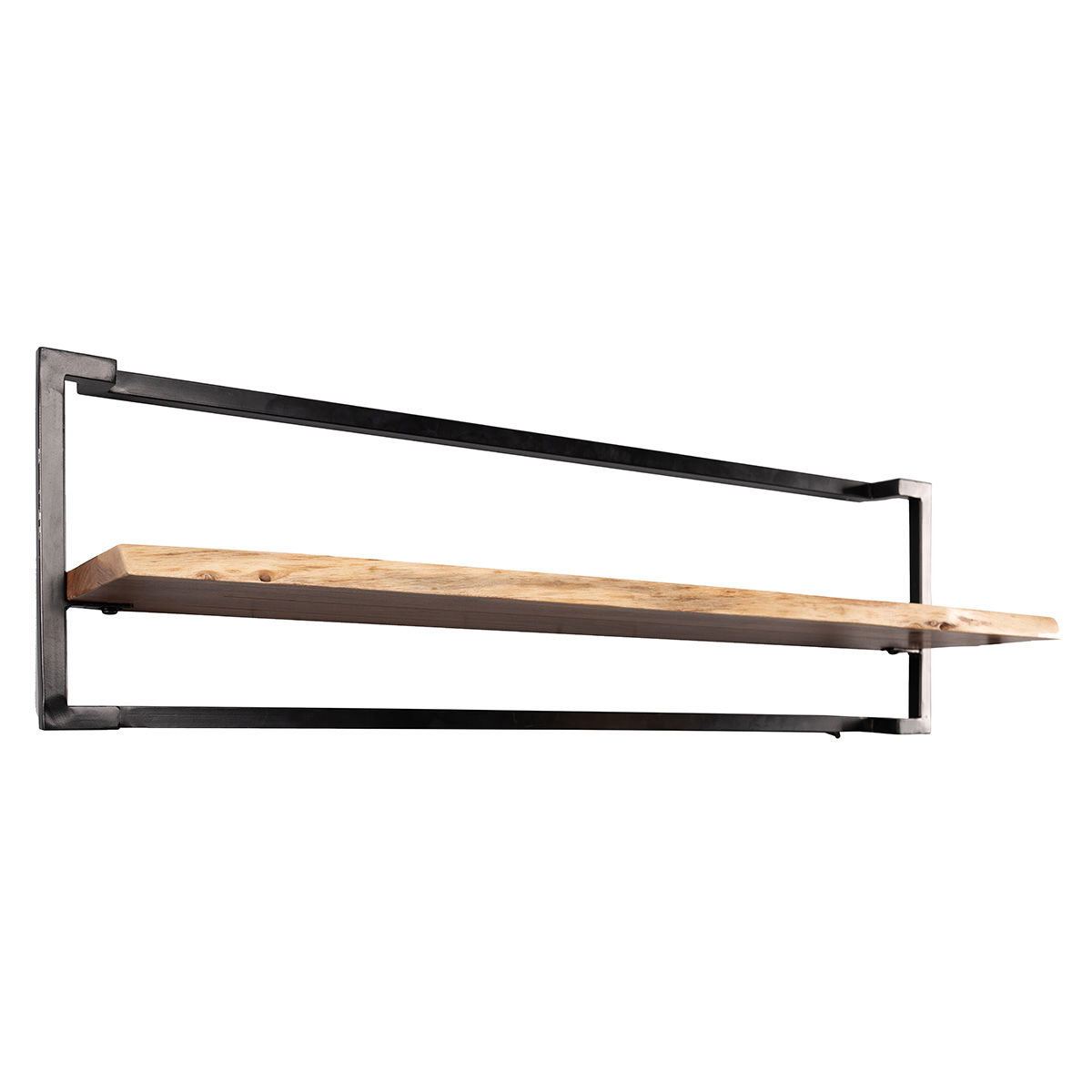 M2 Kollektion - Angola 5 Regal; Akazie Massivholz, 4cm / Rahmen: Metall schwarz lackiert