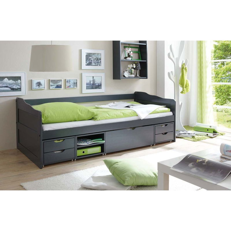 Ticaa Marlies Sofabett mit Schubkästen grau Massivholz - 90 x 200 cm Ticaa Marlies Sofabett mit Schubkästen grau Massivholz - 90 x 200 cm