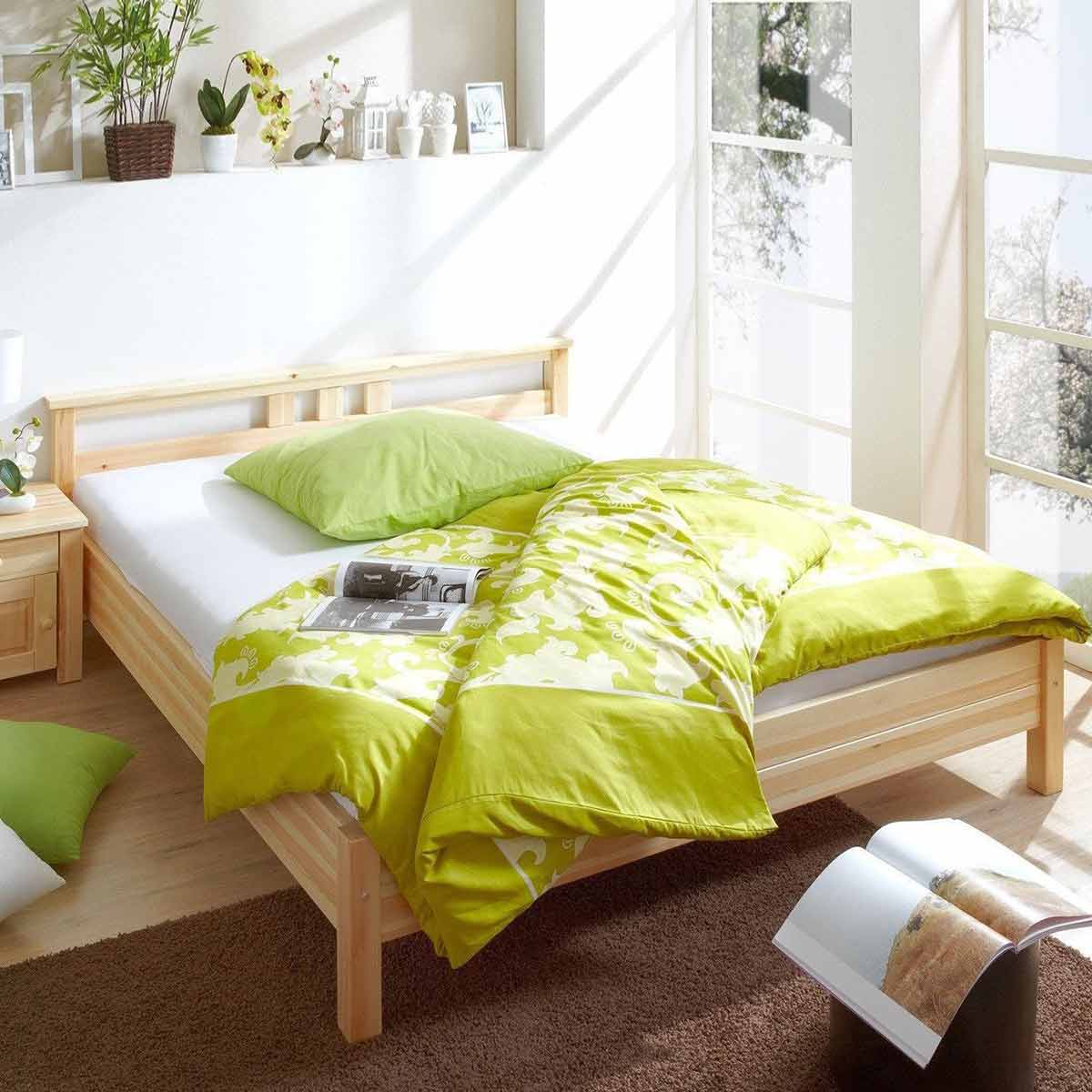 Ticaa Merci Einzelbett Kiefer Natur 140 x 200 cm Massivholz
