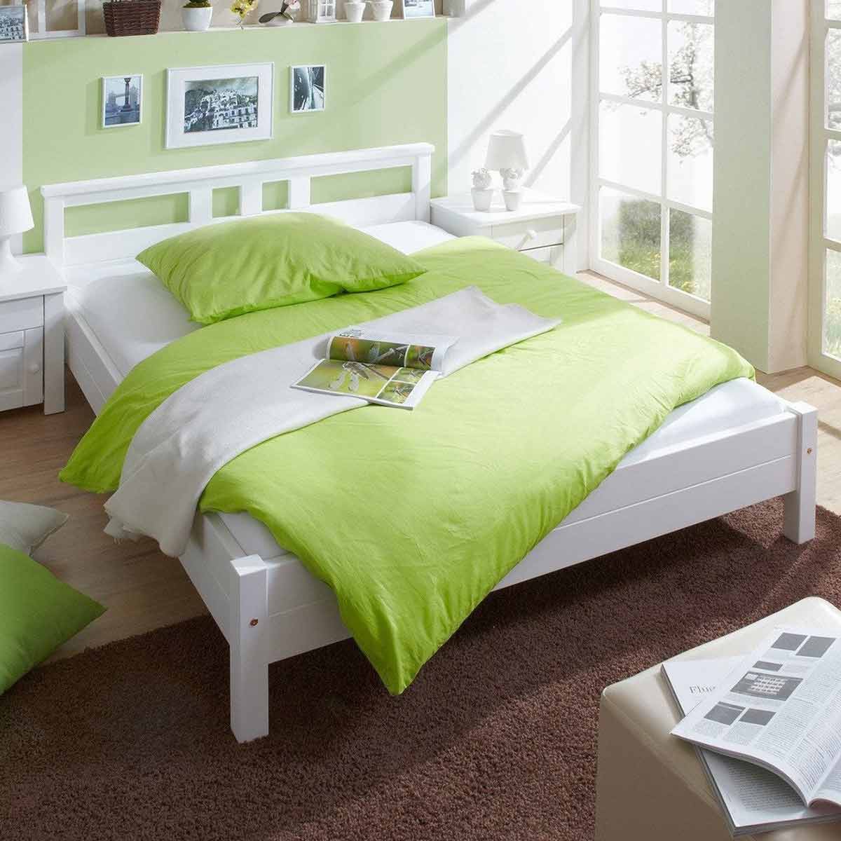 Ticaa Merci Einzelbett Kiefer weiß 140 x 200 cm Massivholz