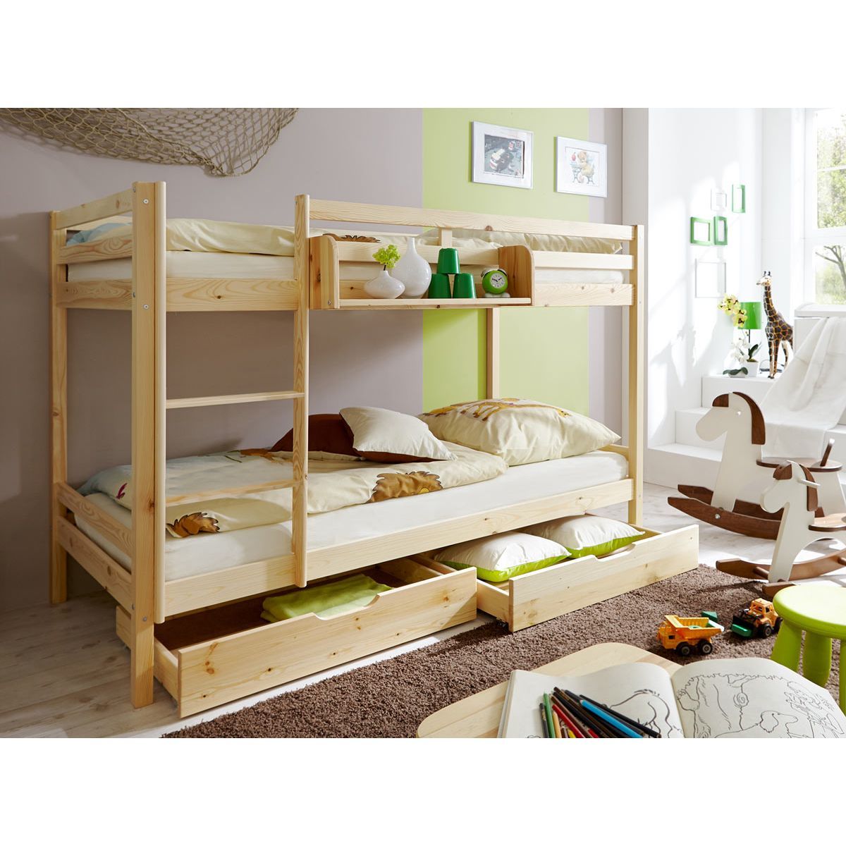 Ticaa Rene Etagenbett Kiefer natur Massivholz