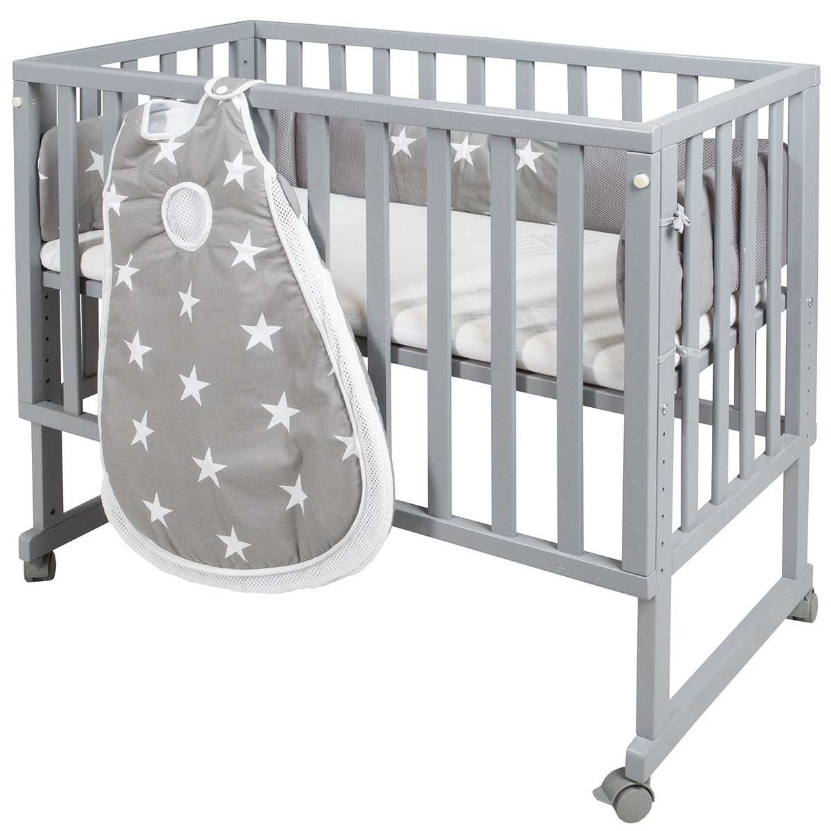 Roba Stubenbett 3 in 1 Little Stars safe asleep inkl. Matratze, Nestchen & Schlafsack