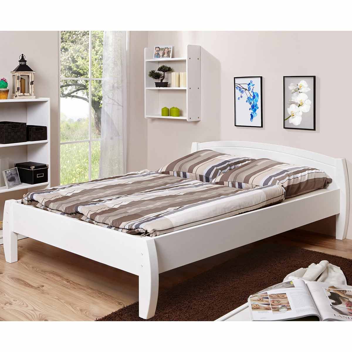 Ticaa Jasmin Einzelbett Kiefer weiß 140 x 200 cm Massivholz