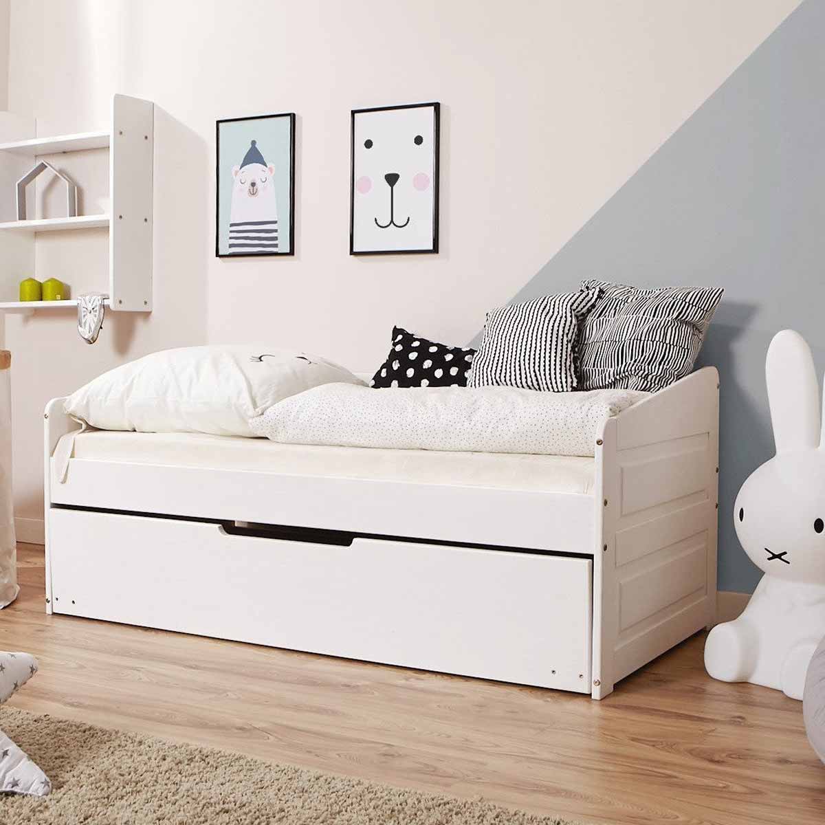 Ticaa Sofabett MINI Micki mit Zusatzbett Massivholz - 80x160 cm - inkl. 2 Matratzen