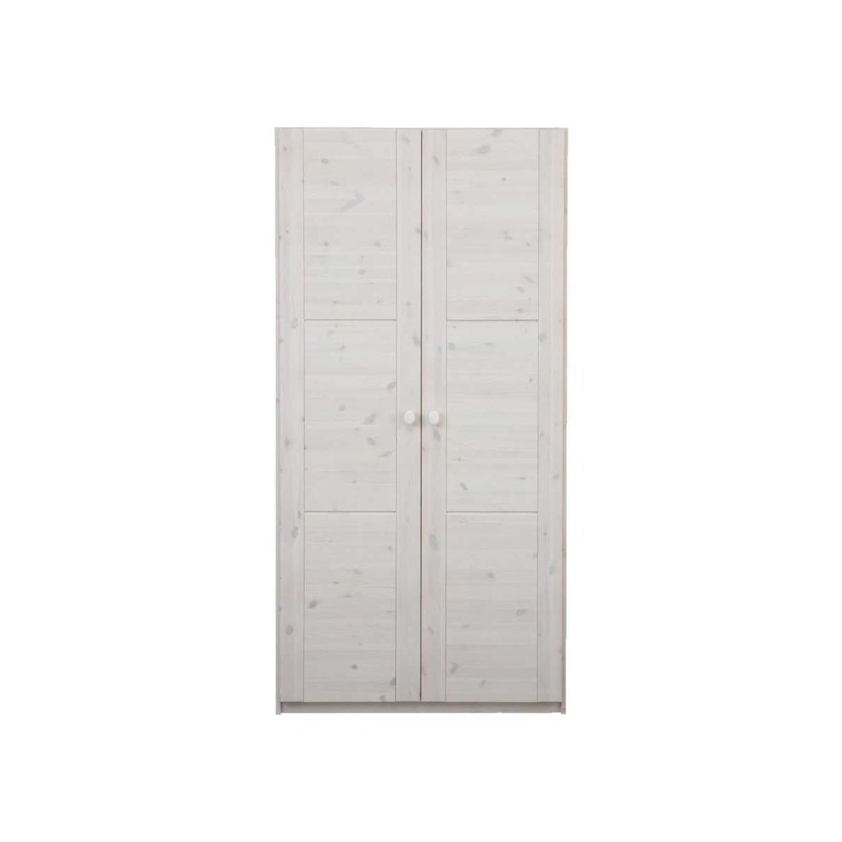 LIFETIME Schrank 100 cm, 2 Türen, whitewash Massivholz, ohne Griffe