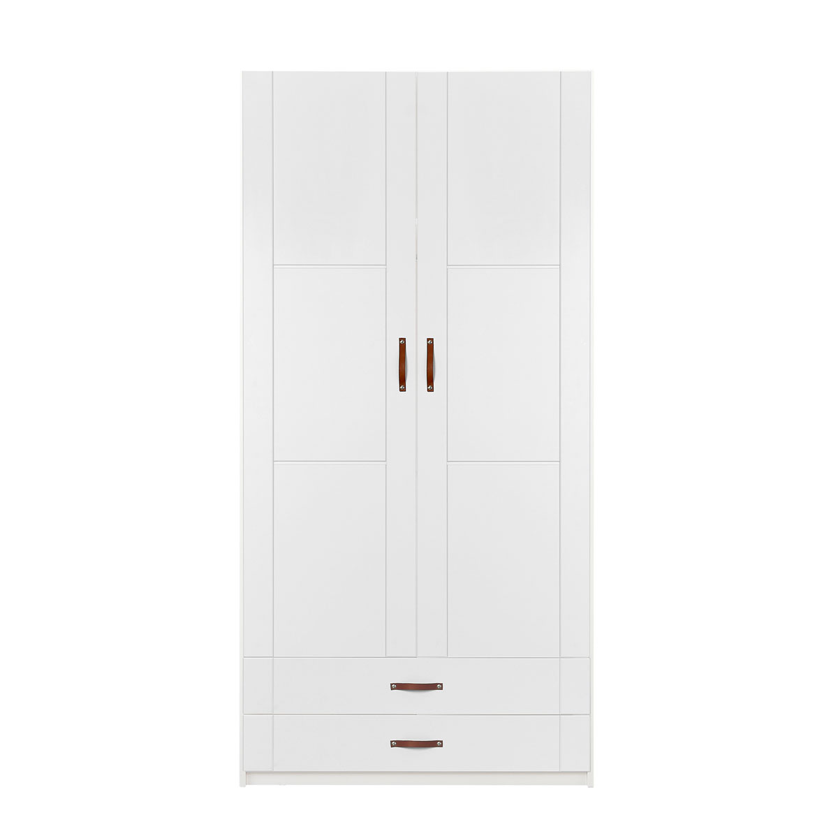 LIFETIME Schrank 100 cm, 2 Türen, 2 Schubladen weiß, Massivholz, ohne Griffe