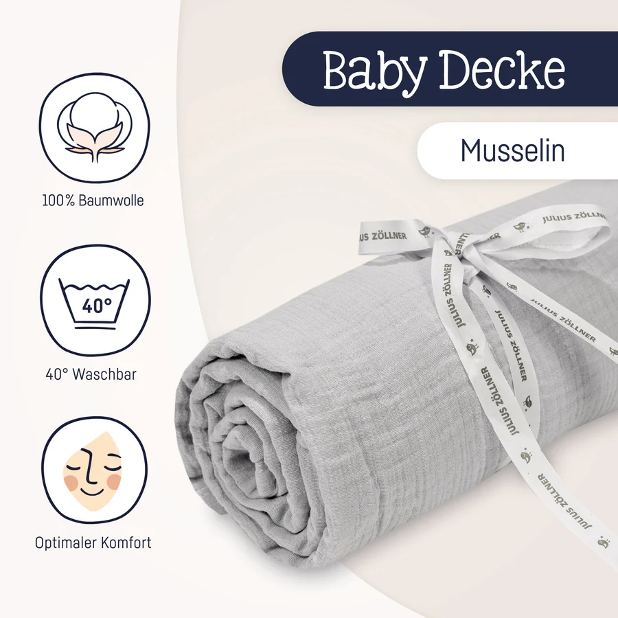 Julius Zöllner Kuscheldecke Musselin grau