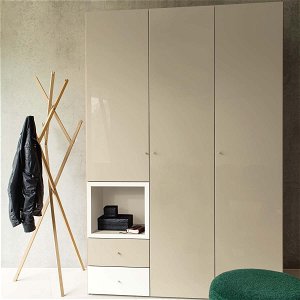 now! wardrobes by hülsta Kombination 8 225,4x152x59 cm | Lack-weiß/Lack-sand/Hochglanz
