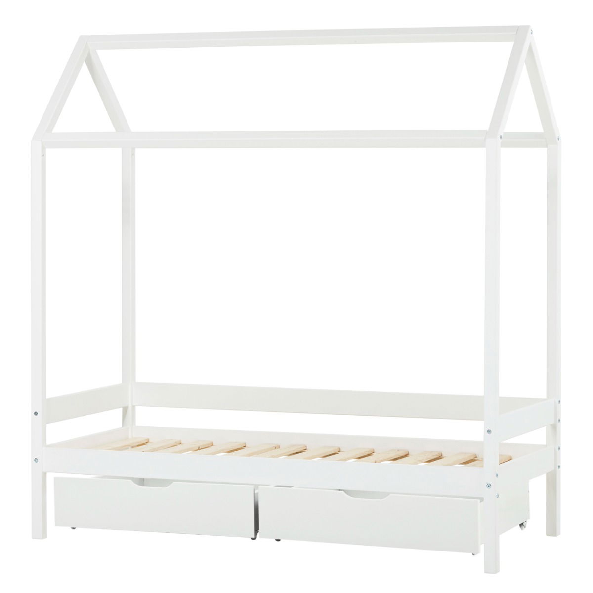 BUNDLE Hoppekids ECO Comfort Hausbett 70x160 cm mit Schubkästen weiß