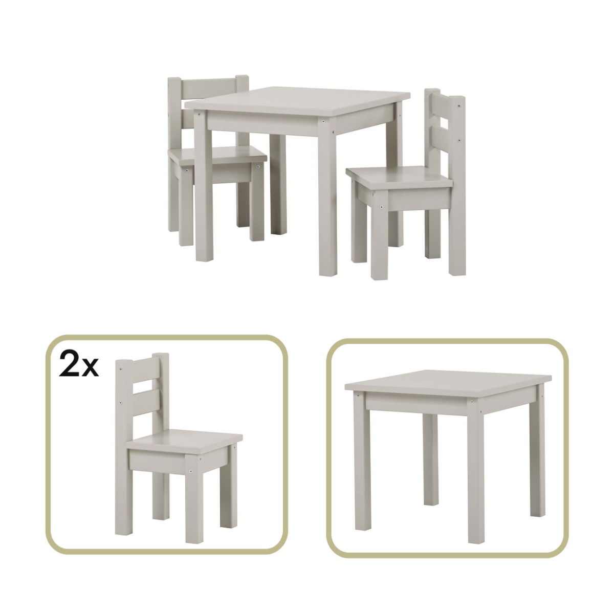 BUNDLE MADS Tisch mit zwei Stühlen - Dove Grey