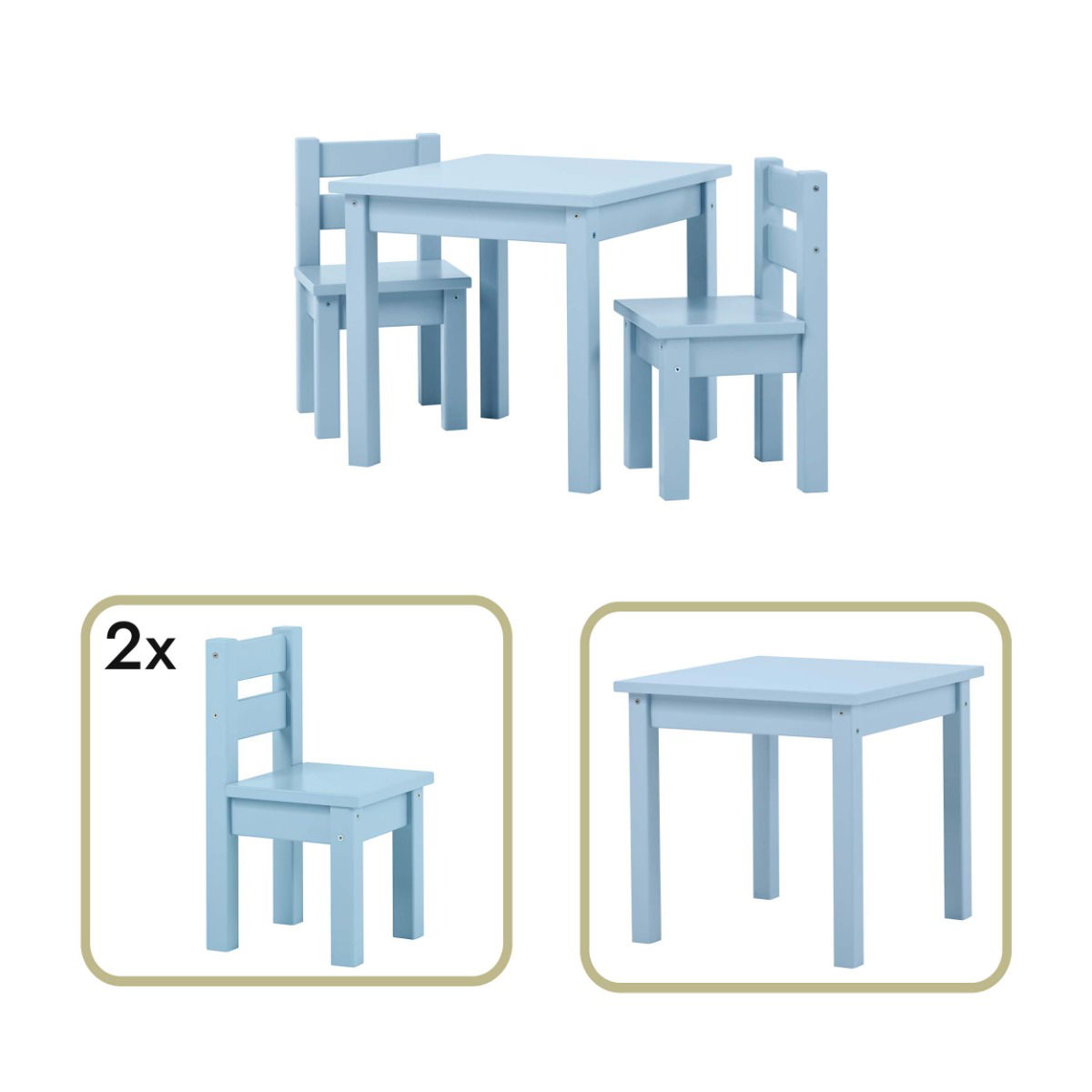 BUNDLE MADS Tisch mit zwei Stühlen - Dream Blue