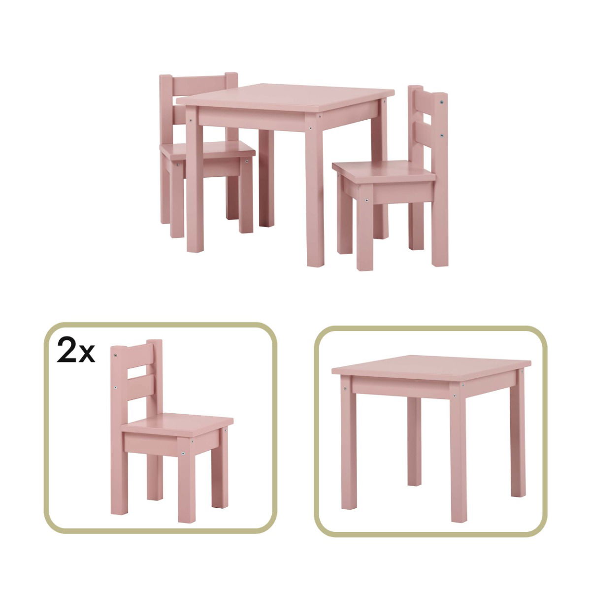 BUNDLE MADS Tisch mit zwei Stühlen - Pale Mauve
