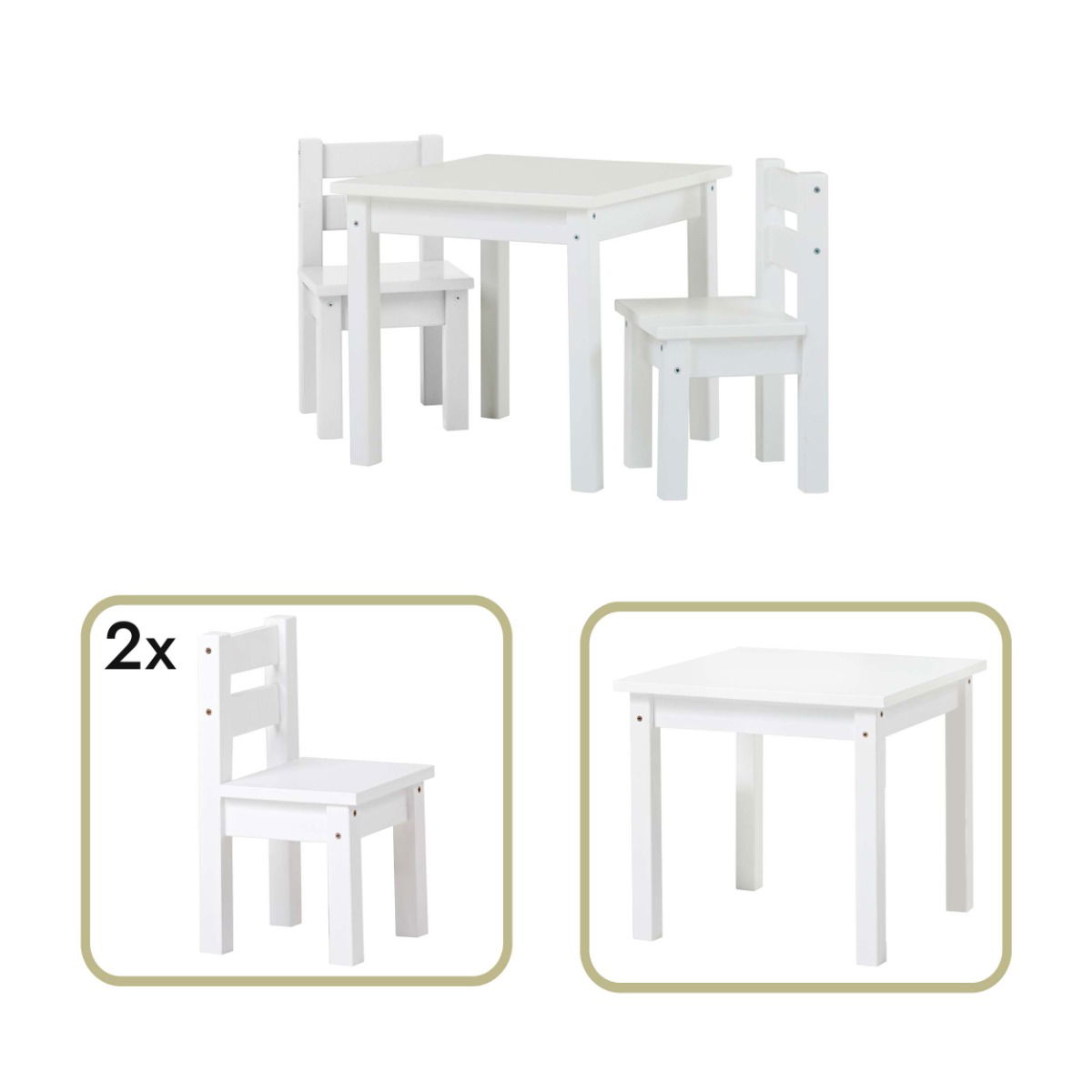 BUNDLE MADS Tisch mit zwei Stühlen - White